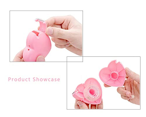 Candy Color Tape Dispenser, Cute Roll Heart-Shaped Tape Organizer Desk for Home Office or School Supply (2Pcs Heart)