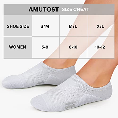 Amutost Womens No Show Socks Anti-Slip Cushioned Breathable 5-10Pairs - color: Black White, size: 5-8