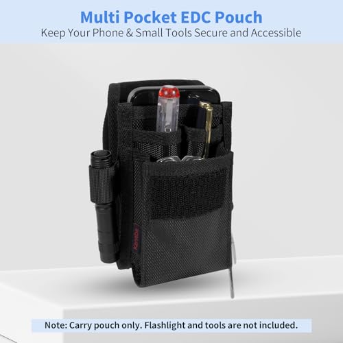 KENOBE Belt EDC Pouch, 5-Pocket Cell Phone/Tool Holder, Black - color: Black