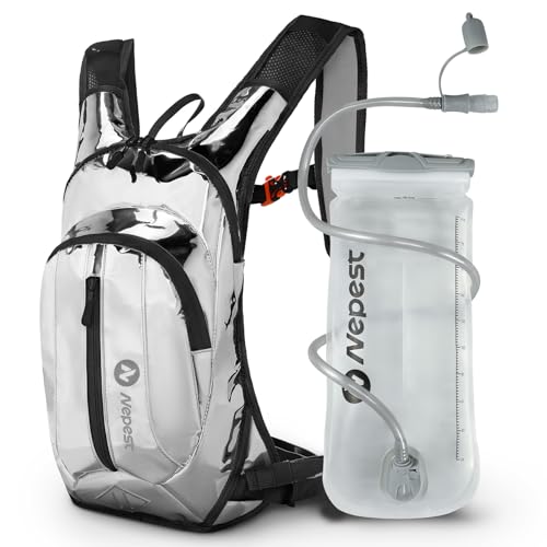 Nepest Hydration Pack Backpack with 2L Water Bladder Reflective Lightweight - color: Holographic - Silvery