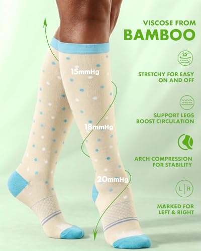 Bamboo Viscose Compression Socks for Women - color: Heart Polka, size: Small-Medium