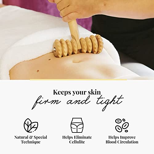 T-Shape Massager with Grooved Rollers, Multi-Functional Body Roller for Cellulite Reduction, Eases Muscle Tension and Supports Skin Health, Natural Muscle Roller