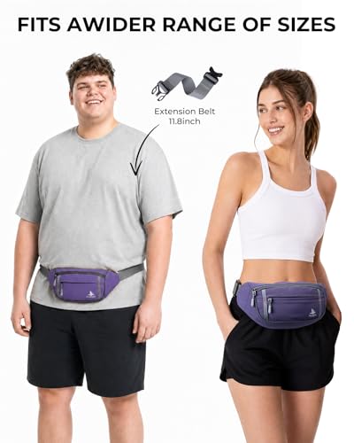2.5L Fanny Pack for Women Men, RFID Blocking Crossbody Belt Bag, Purple - color: Purple