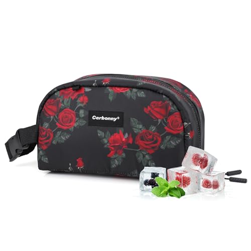 Cerbonny Small Cooler Bag,Freezable Lunch Bag,Built-in ice pack - color: Black-Rose