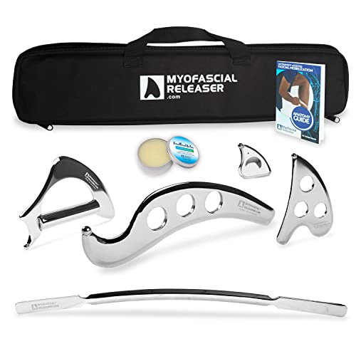 Myofascial Releaser IASTM Muscle Scraper Set, 5 Gua Sha Tools, Ease Tension
