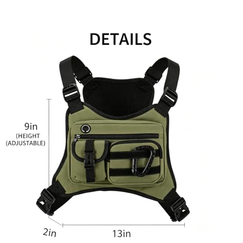 Outdoor Chest Bag For Men and Women, Tactical Vest For Running, Green