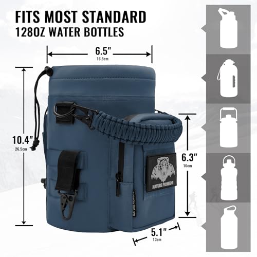 NATURE PIONEOR 32 64 128oz Tactical Water Bottle Pouch, MOLLE Bottle Holder - color: Deep Blue, size: 128OZ/YT Half Gallon