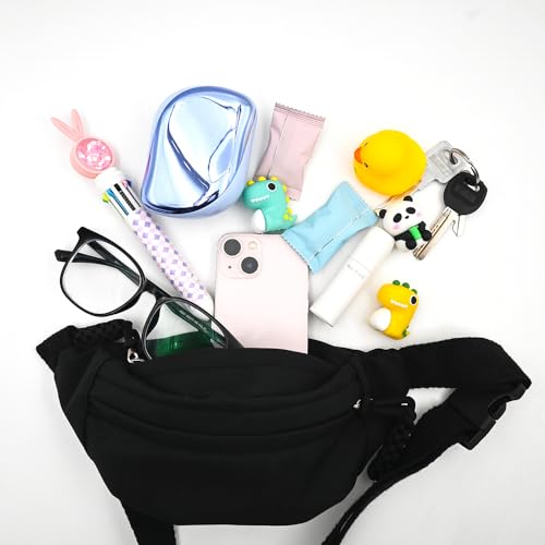 Fanny Pack for Kids, Adjustable Crossbody Waist Bag for Boys Girls, Black - color: Black