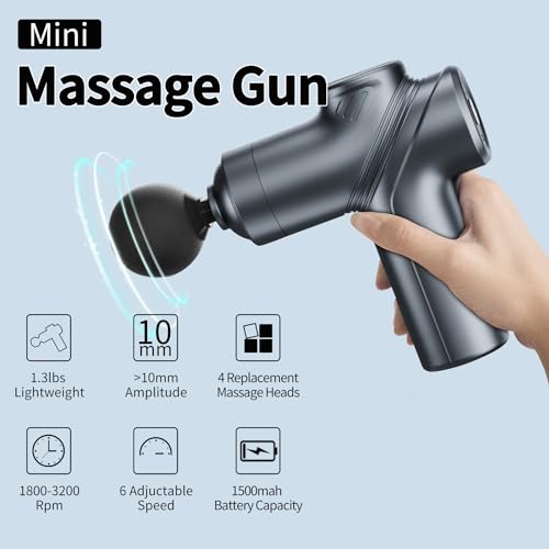 LEERCON Massage Gun Deep Tissue Mini Muscle Massager for Pain Relief, Blue - color: A1-Blue