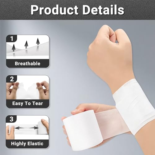 4 Pack Pre Wrap Athletic Tape, Black 2.75" x 29.5 Yards Per Roll - color: Black