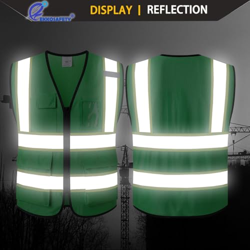 Hi Vis Reflective Safety Vest for Men Women,EK175,Green,M - color: Green, size: Medium