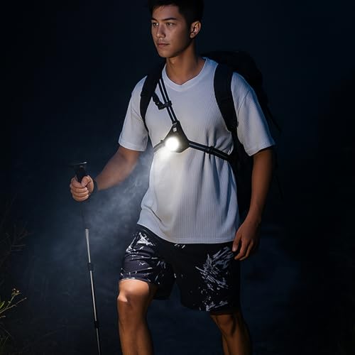 Aoresac LED Chest Front Light, Multi Lamp Red Warning USB Rechargeable Night Running Light Triangle Reflective Strap Back Light for Cyclists, Climbers, and Night Runners (7 Lamp)