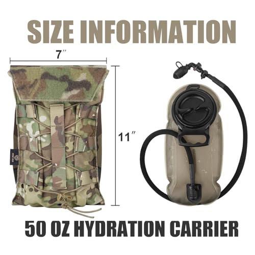 PETAC GEAR 1.5L / 3L Tactical Hydration Pack，Molle Carrier Pouch for 50 oz /100 oz Hydration Bladder Daypack Water Backpack. - color: MC, size: 1.5L combination set