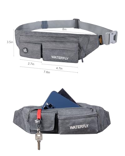 WATERFLY Small Fanny Pack for Women Men, Crossbody Travel Waist Bag, Gray - color: Light Gray