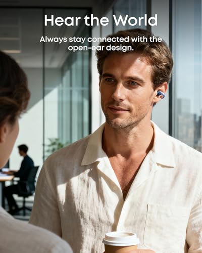 Soundcore AeroClip by Anker Open Ear Earbuds, Clip On Earbuds, Open Ring - color: Glacier Blue