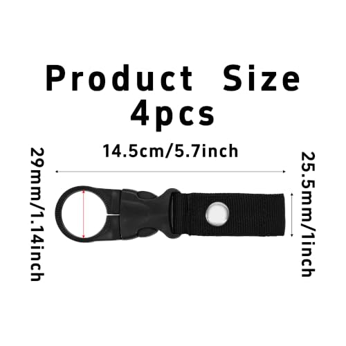 pson 4Pcs 1.37 Inch Portable Water Bottle Clip Holder, Hanging Bottle Buckle Keychain Ring for Outdoor Camping Hiking Travel(Black) - color: Black