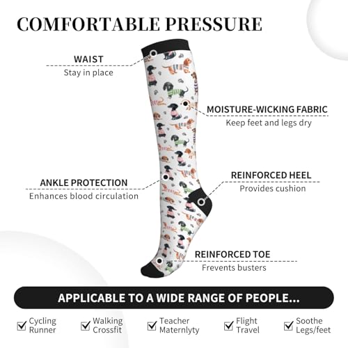 Compression Socks Knee High Circulation Support Socks For Women Men Athletic Running Hiking Travel - color: Dog Paws