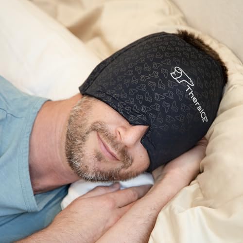 TheraICE Migraine Relief Cap PRO, Headache Hat Ice Pack Mask Cold Head Wrap - color: Pro Shadow Black, size: One Size