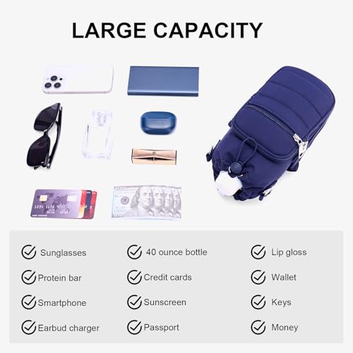 Water Bottle Bag 40 oz Crossbody Holder for Walking Hiking Insulated Carrier Purse with Adjustable Strap - color: Blue