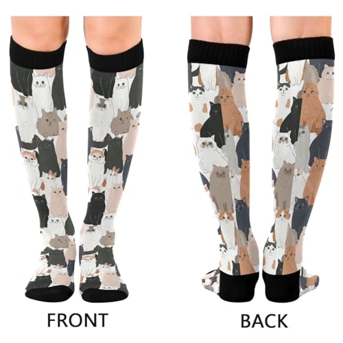 Wusikd Cats Compression Socks for Women and Men Circulation Cute Long Socks for Athletic Running 1 - color: Cats