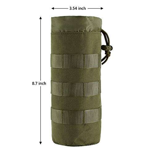 FRTKK Tactical MOLLE Water Bottle Pouch with Drawstring Open Top & Mesh Bottom, Military Water Bottle Holder Bag Sports Travel Hydration Carrier - color: Army Green-1 Pack