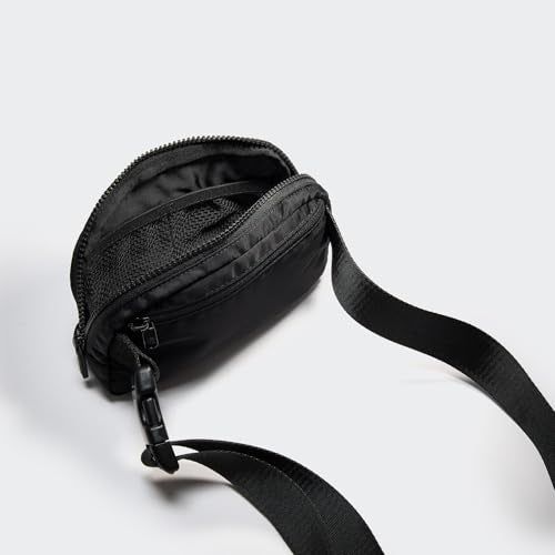 Pander Two Way Zipper Fanny Pack Nylon Everywhere Belt Bag for Women, Water Repellent Waist Packs, Crossbody Bags with Adjustable Strap (Black). - color: Black