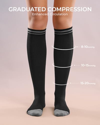 FITRELL 15-20mmHg Compression Socks for Women & Men 4 Pairs - color: White*2+black*2, size: Small-Medium