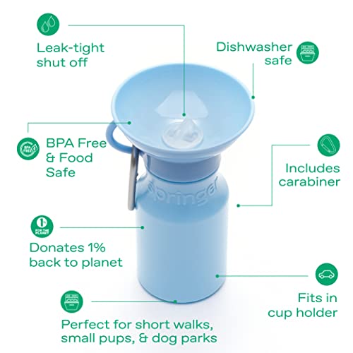 Springland 15oz Classic Portable Dog Water Bottle with Built-in Bowl, Blue - color: Sky Blue, size: 15oz Mini