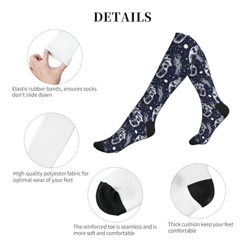 FREEHOTU Compression Knee High Socks for Women/Men Circulation 15-20 Mmhg - color: Anatomic Heart Among Galaxies