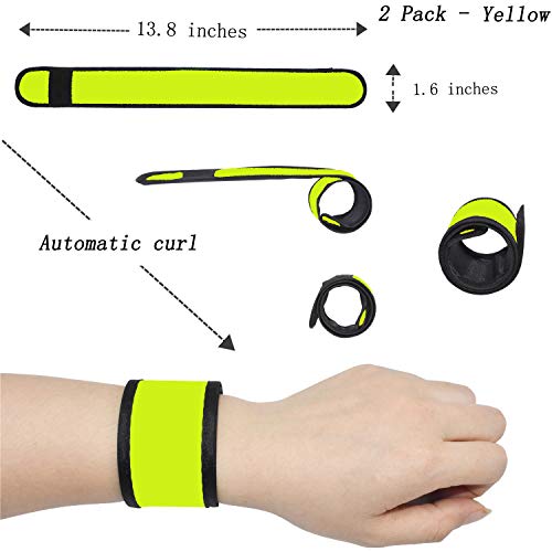 LED Glow Slap Bracelets Light Up Wristbands Flashing Arm Wrist Bands High Visibility Safety Gear Lights for Cycling Walking Running Concert Camping Outdoor Sports, Fits Women Men - color: 2 Pack - Yellow