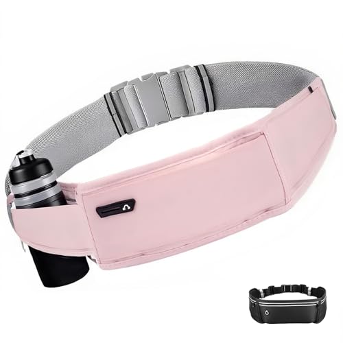 Running Belt for Phone – Adjustable Running Waist Pack with 3 Pockets Fits Up to 7.2 Inch Phones, Slim Running Fanny Pack for Men & Women Jogging Hiking Fitness (Pink) - color: Pink