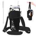 Water Bottle Carrier Bag for Stanley 40/30oz Cup Tumbler with Phone Pocket,Insulated Crossbody Water Bottle Holder with Adjustable Strap,Water Bottle Sling Pouch for Hiking Walking Camping Accessories - color: Black