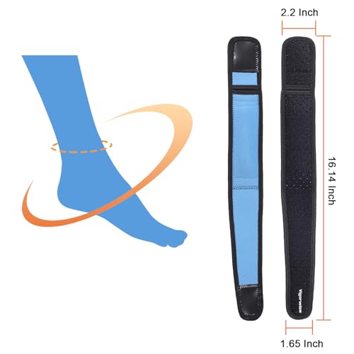 Achilles Tendonitis Brace, 1Pcs Adjustable Achilles Ankle Strap for Men Women, Blue Ankle Brace with Silicone Pad for Achilles Pain, Running, Cycling, Hiking, Sports