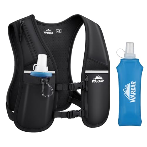 Running Vest, Hydration Backpack with 500ml Water Bladder Adjustable Chest Straps Reflective Strip Design Lightweight Breathable Great for Women Men Run/Hiking/Cycling/Climbing (Black, Medium-Large)