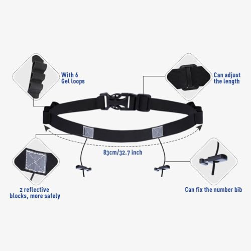 Running Belt for Men with 6 Gel Loops Breathable Band