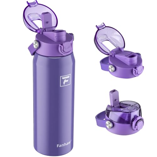 Fanhaw 24oz Stainless Steel Water Bottle with 2-in-1 Lid, Lilac - color: Lilac