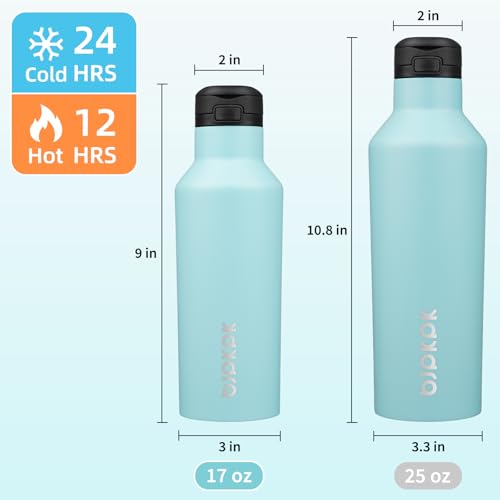 BJPKPK 17oz Insulated Thermal Water Bottle, Straw & Handle, Stainless Steel - color: Turquoise, size: 17 Ounces