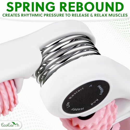 Cellulite Massage Roller, Handheld Fascia Massager with Detachable Handles - color: Pink