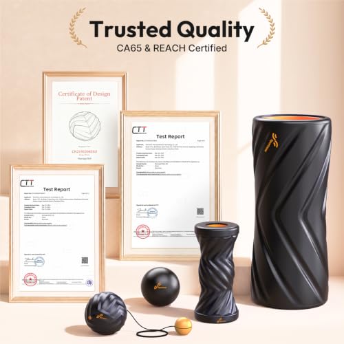 Sportneer 4 in 1 Pilates Foam Roller Muscle Relax Kit - color: Black