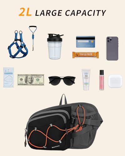 sportsnew Waist Pack with Water Bottle Holder, Fanny Pack for Men Women - color: Black