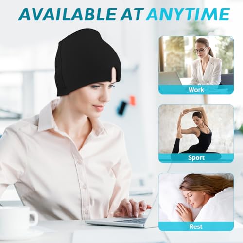 Migraine Relief Cap, Soothing Headache Ice Face Mask Products - color: Black+blue2