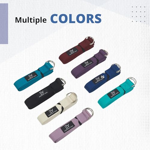 Everyday Yoga Strap with Metal D-Ring Athletic Stretching, 6ft/8ft/10ft - color: Slate, size: 6 Foot