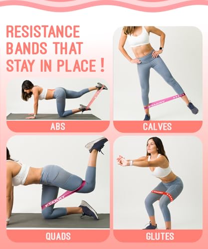 Resistance Bands for Working Out, Exercise Bands with 5 Resistance Levels, Natural Latex Resistance Bands Designed for Home Fitness, Strength Training and Flexibility Exercises - color: Pink