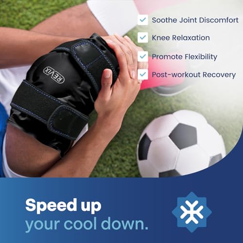 REVIX Ice Wrap for Knee Discomfort, Reusable Knee Ice Pack Wrap with Cold Compress Therapy for Muscle Ache, Promotes Post-Workout Recovery, Soft Plush Lining, Black (Pack of 2) - style: Black-1 Pack