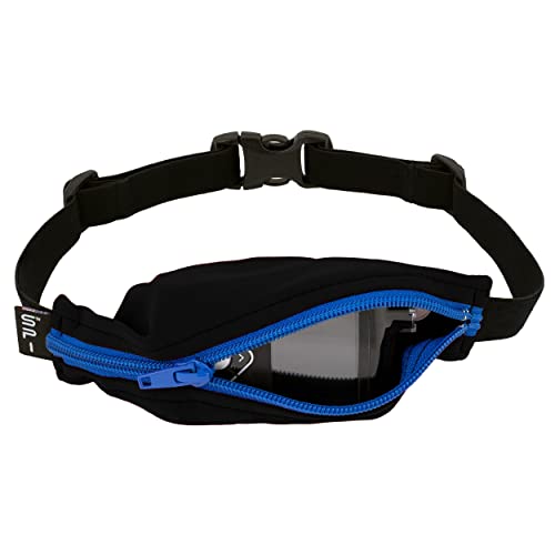 SPIbelt Kids Pocket Belt, Expandable Pocket, Adjustable Waist for Best Fit, No Bounce, No Logo Band, Black with Blue Zipper - color: Black with Blue Zipper