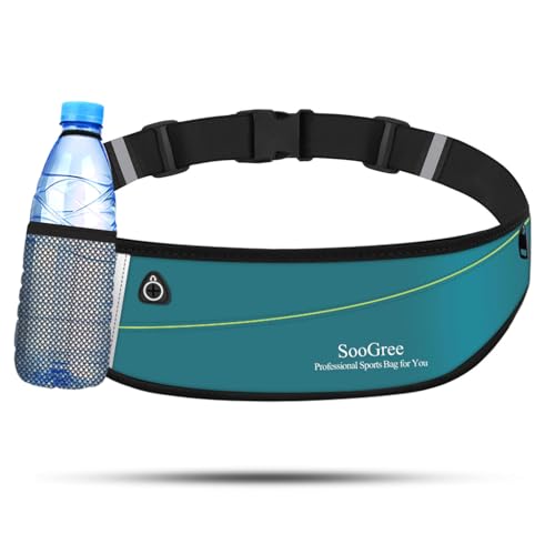 SooGree Slim Running Belt Fanny Packs for Women Men,Water Bottle Holder Hydration Fanny Pouch,Waterproof Sport Waist Pack with Reflective Strip,Runner Belt Bag for Running Cycling Camping Gym (Blue) - color: Blue