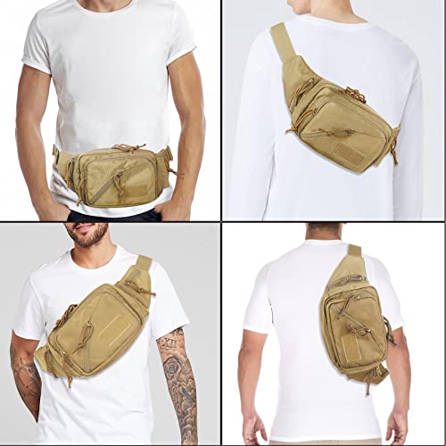 Concealed Carry Pistol Waist bag Tactical Conceal Carry Pistol Bag Fanny Packs Handgun Holster Pouch with Bottle&Gun Holder Fits 1911 Glock etc - color: Khaki