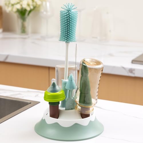 Baby Bottle Drying Rack and Cleaning Set，Xmas Surprise Gift for Newmom - style: Set, Z Blue