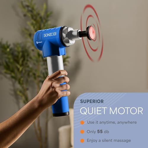 Lifepro Sonic LX Percussion Massage Gun Deep Tissue with Heat & 10 Heads - color: Blue, size: LX