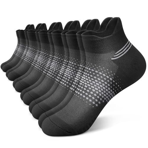 PAPLUS Ankle Compression Socks for Women, 6 Pairs Cushioned Running Socks - color: Black（6 Pairs）, size: Small-Medium